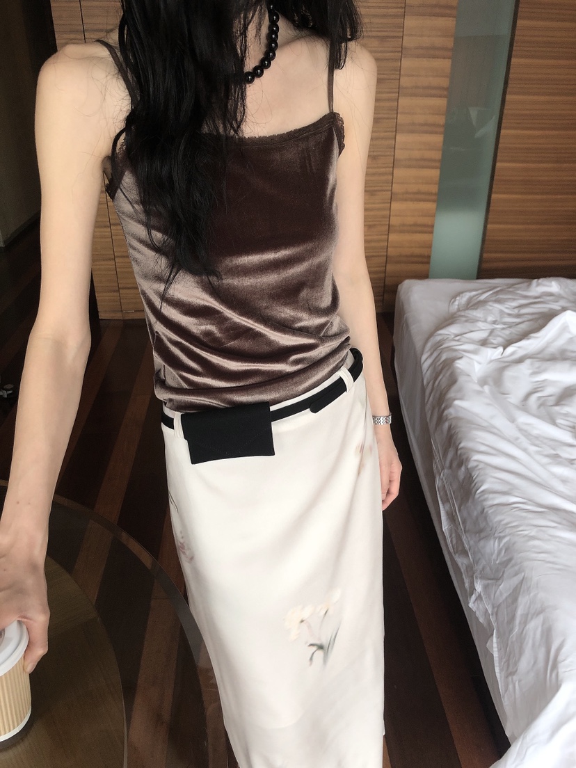 LE BUTTER東大門代購女士新款推薦吊帶背心蕾絲絲絨無袖LE BUTTER吊帶/背心