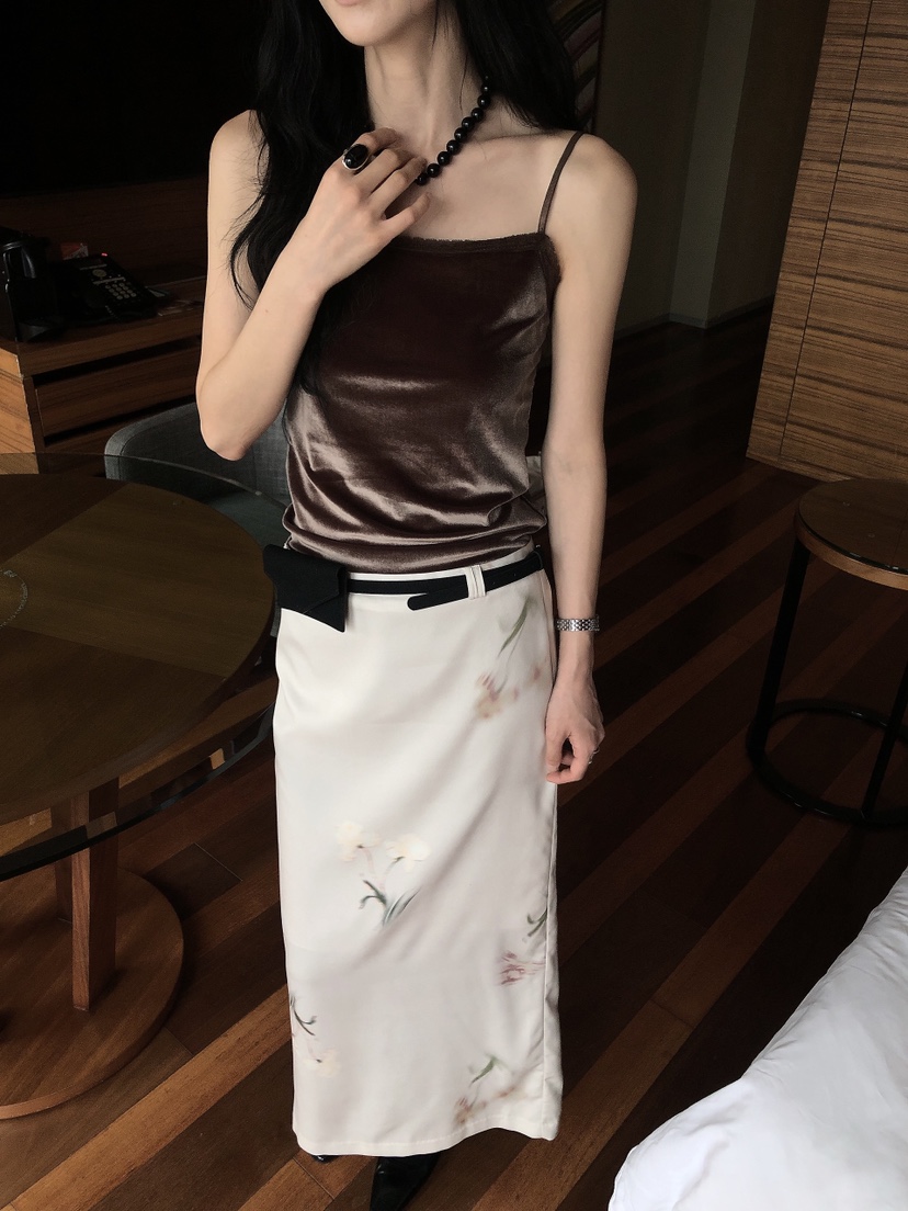 LE BUTTER東大門代購女士新款推薦吊帶背心蕾絲絲絨無袖LE BUTTER吊帶/背心
