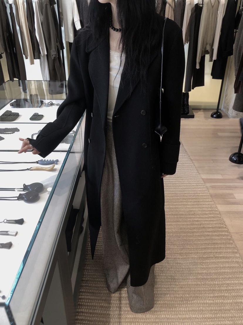 LE BUTTER韓國直郵女裝新品休閑熱賣中長款大衣手工制品LE BUTTER中長款大衣