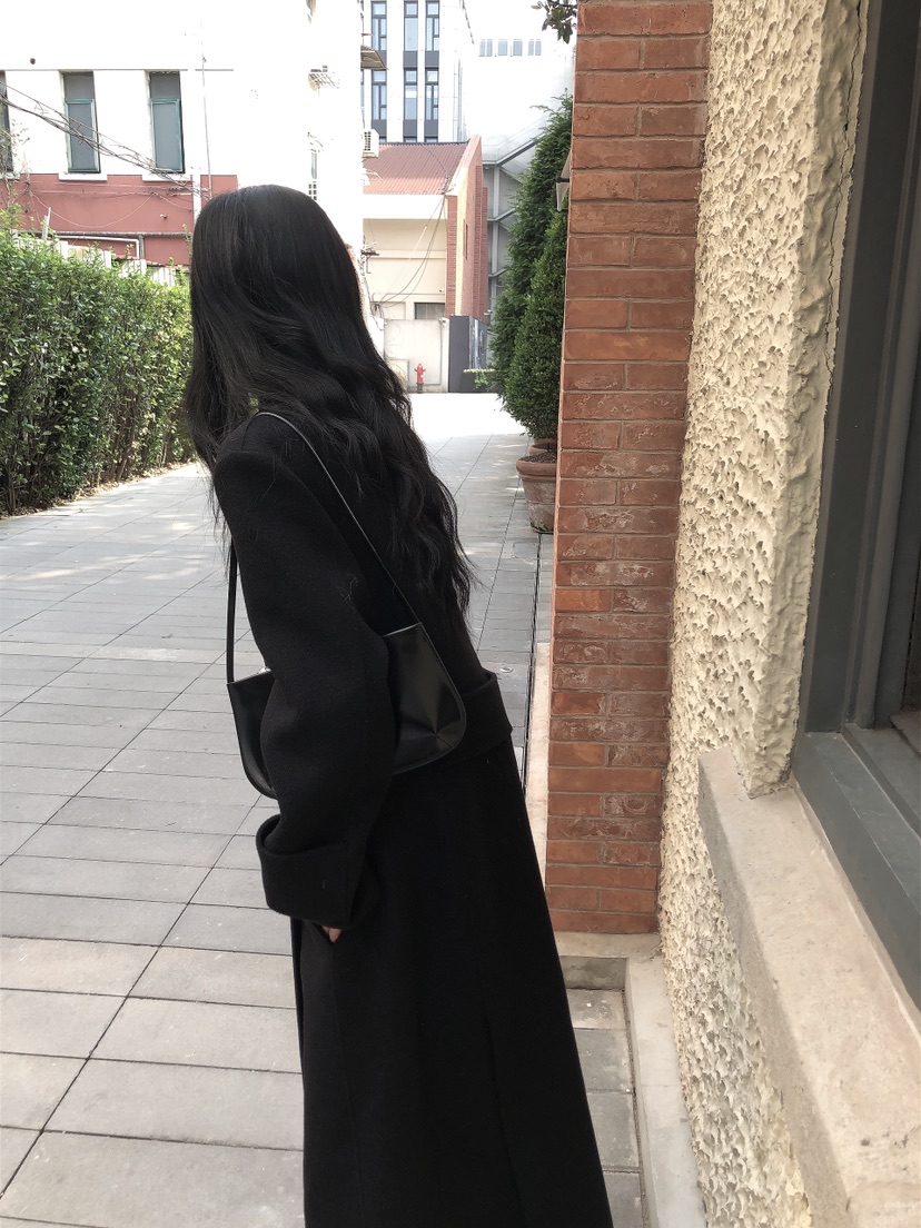 LE BUTTER韓國直郵女裝新品休閑熱賣中長款大衣手工制品LE BUTTER中長款大衣