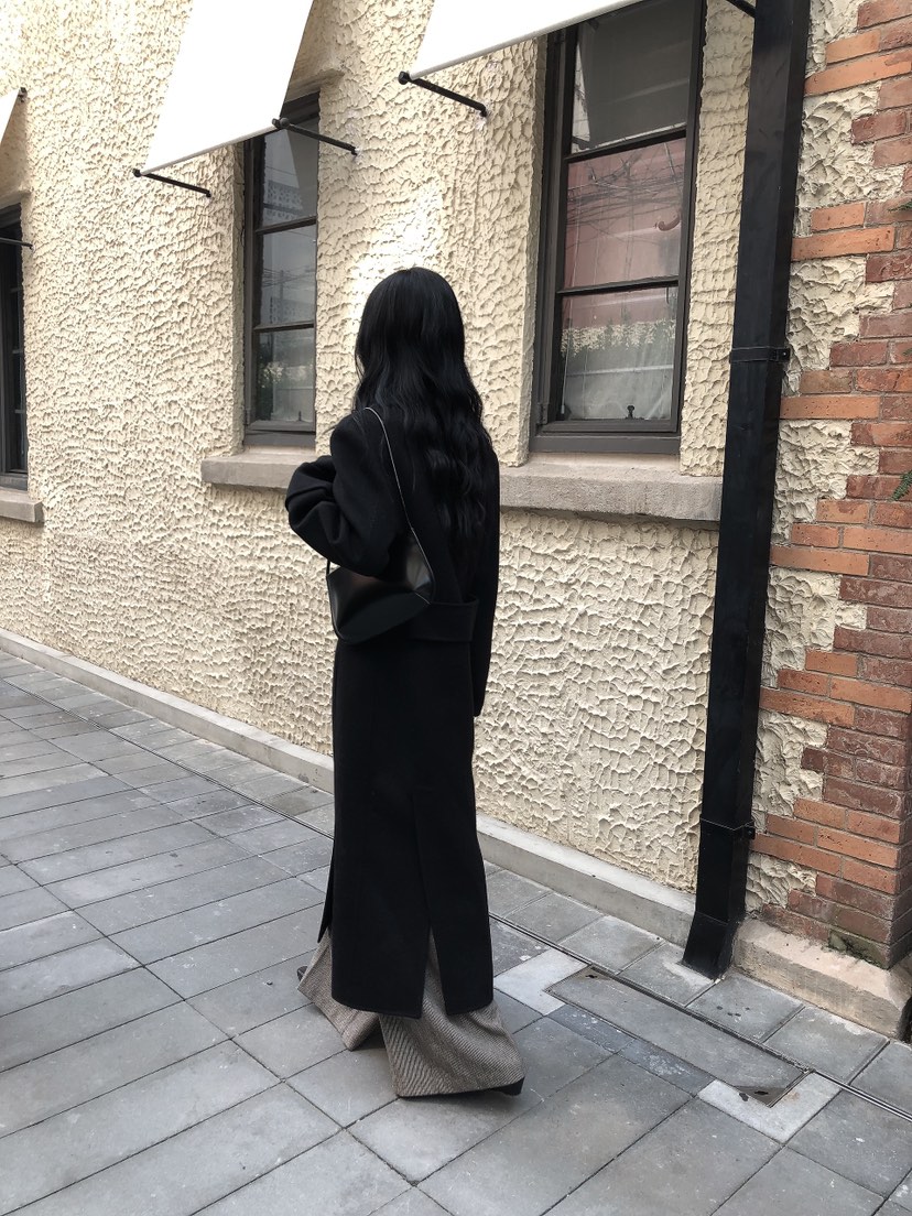 LE BUTTER韓國直郵女裝新品休閑熱賣中長款大衣手工制品LE BUTTER中長款大衣