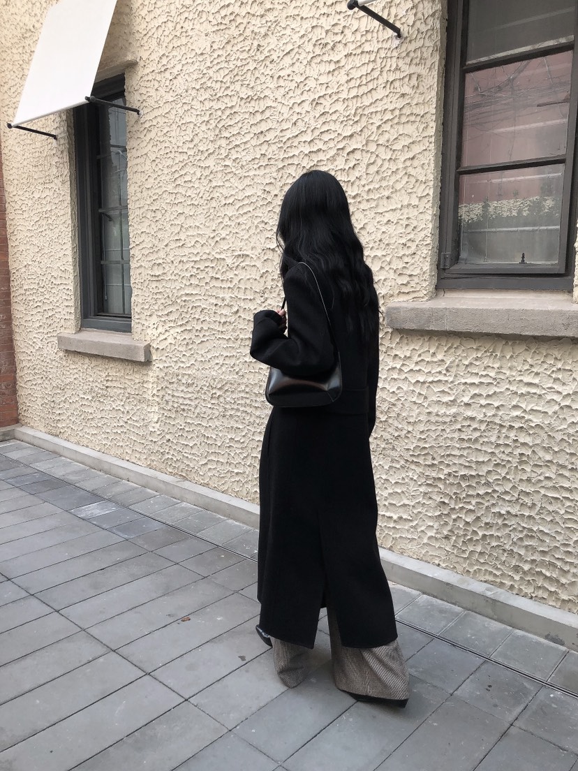 LE BUTTER韓國直郵女裝新品休閑熱賣中長款大衣手工制品LE BUTTER中長款大衣