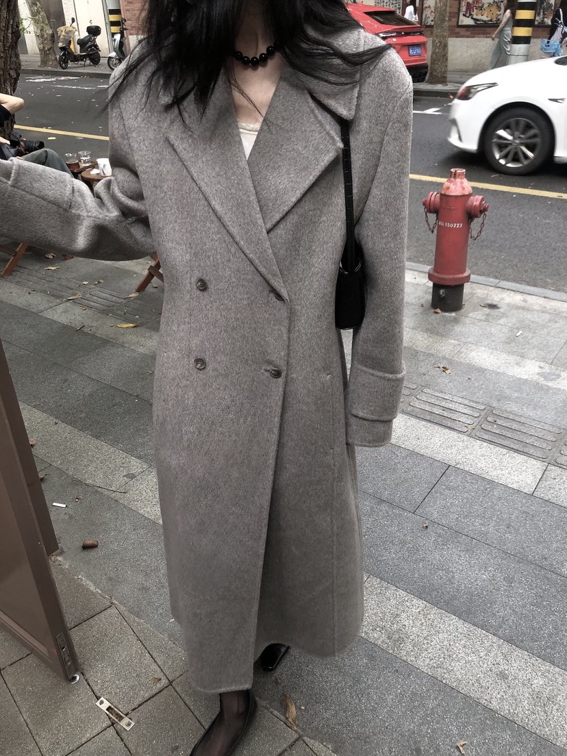 LE BUTTER韓國直郵女裝新品休閑熱賣中長款大衣手工制品LE BUTTER中長款大衣