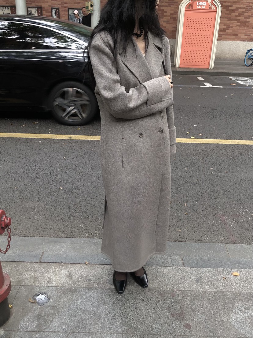 LE BUTTER韓國直郵女裝新品休閑熱賣中長款大衣手工制品LE BUTTER中長款大衣