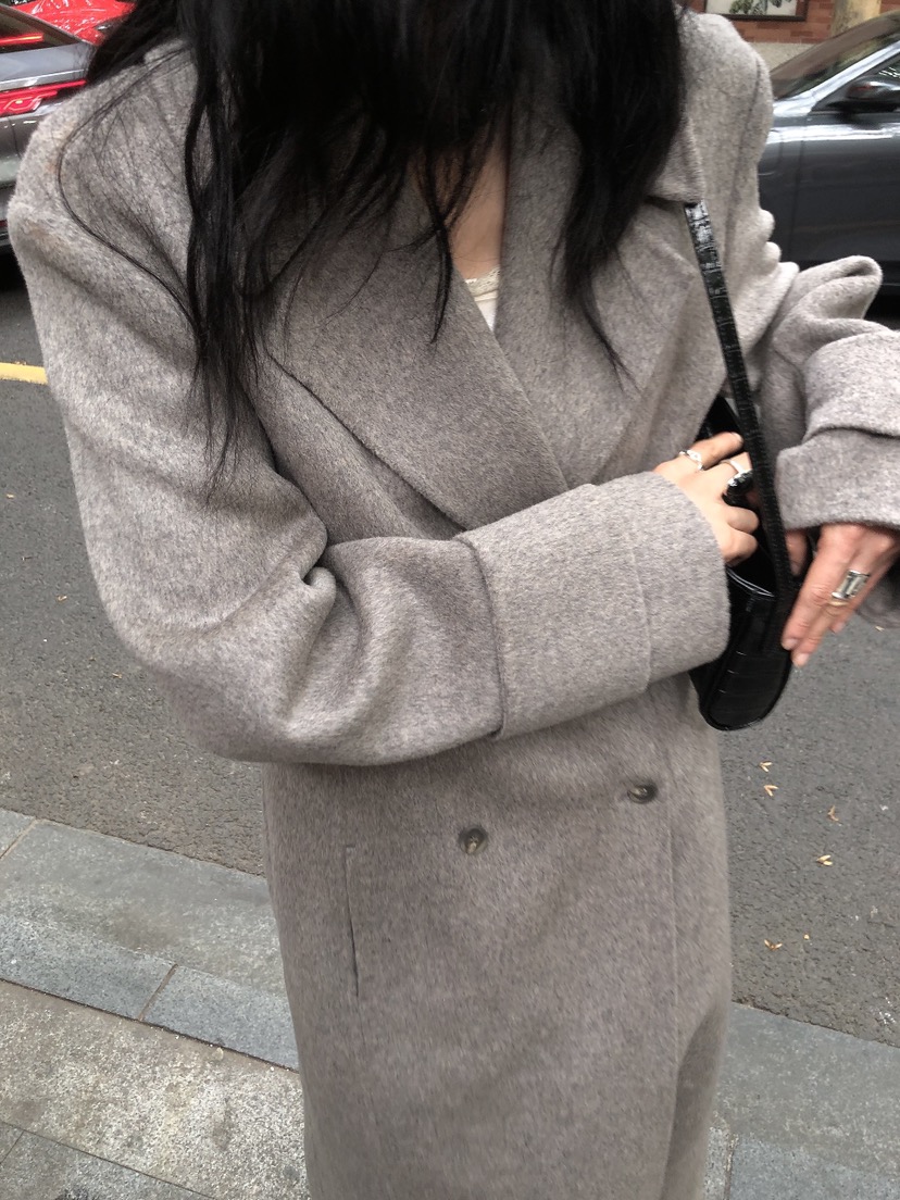 LE BUTTER韓國直郵女裝新品休閑熱賣中長款大衣手工制品LE BUTTER中長款大衣