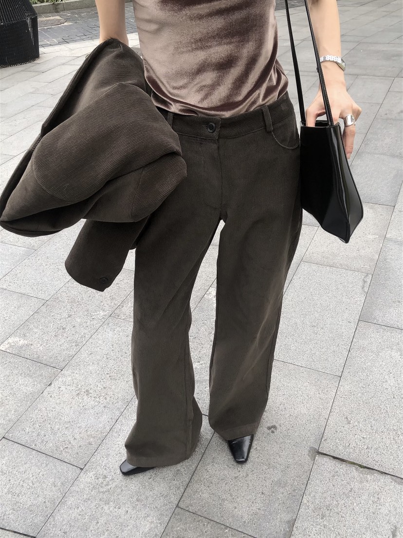 LE BUTTER韓國直郵女士新款推薦職業休閑褲不含腰帶燈芯絨LE BUTTER休閑褲