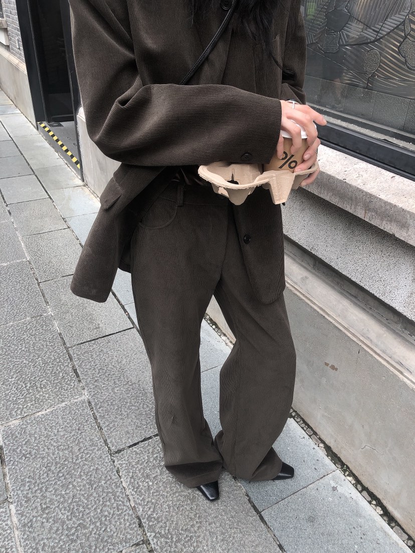 LE BUTTER韓國直郵女士新款推薦職業休閑褲不含腰帶燈芯絨LE BUTTER休閑褲
