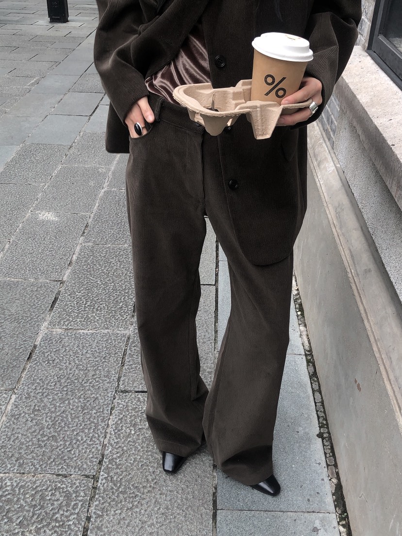 LE BUTTER韓國直郵女士新款推薦職業休閑褲不含腰帶燈芯絨LE BUTTER休閑褲
