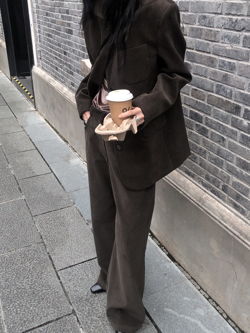 LE BUTTER韓國直郵女士新款推薦職業休閑褲不含腰帶燈芯絨LE BUTTER休閑褲
