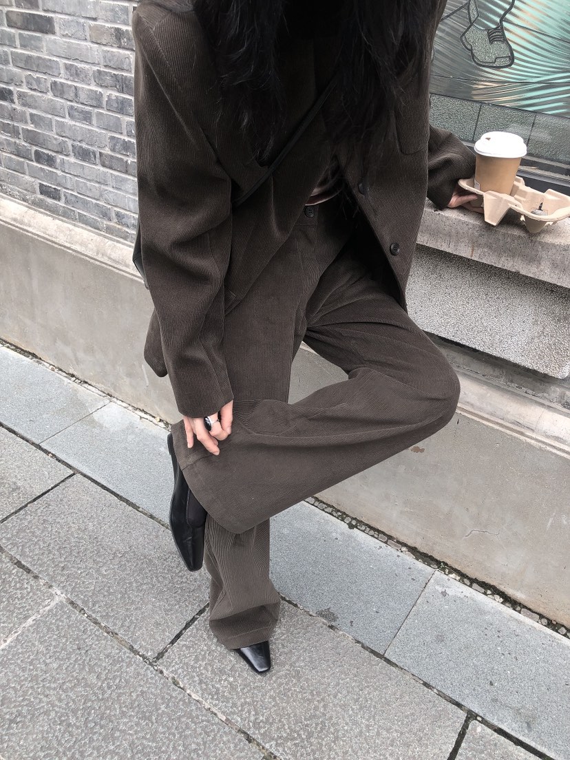 LE BUTTER韓國直郵女士新款推薦職業休閑褲不含腰帶燈芯絨LE BUTTER休閑褲