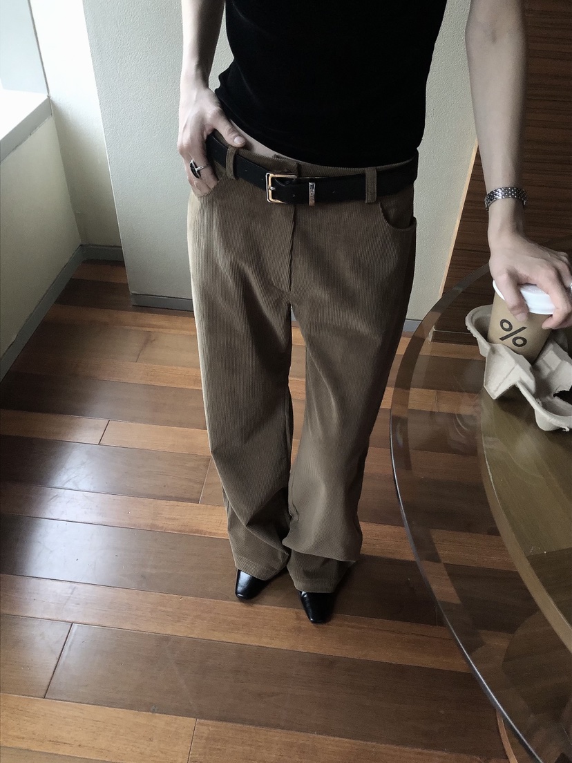 LE BUTTER韓國直郵女士新款推薦職業休閑褲不含腰帶燈芯絨LE BUTTER休閑褲