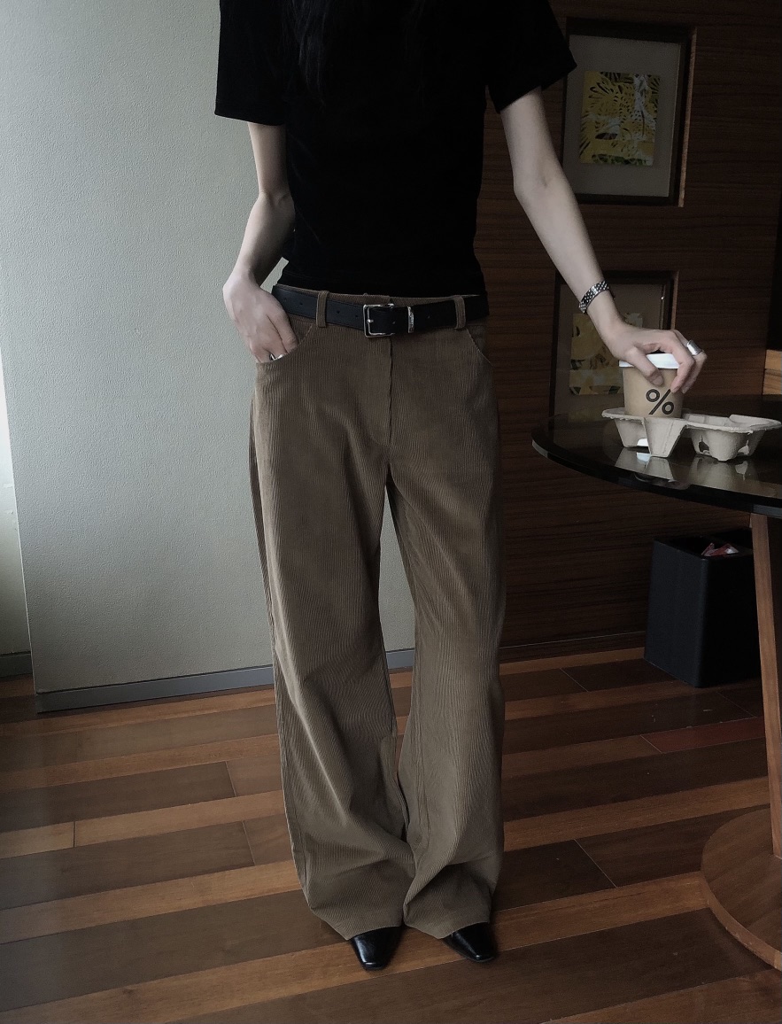 LE BUTTER韓國直郵女士新款推薦職業休閑褲不含腰帶燈芯絨LE BUTTER休閑褲