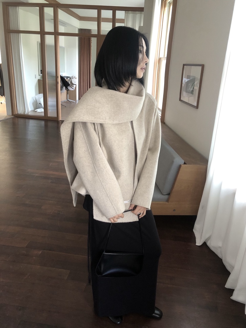 LE BUTTER東大門實拍女士新品時尚熱賣短款大衣含圍巾手工LE BUTTER短款大衣