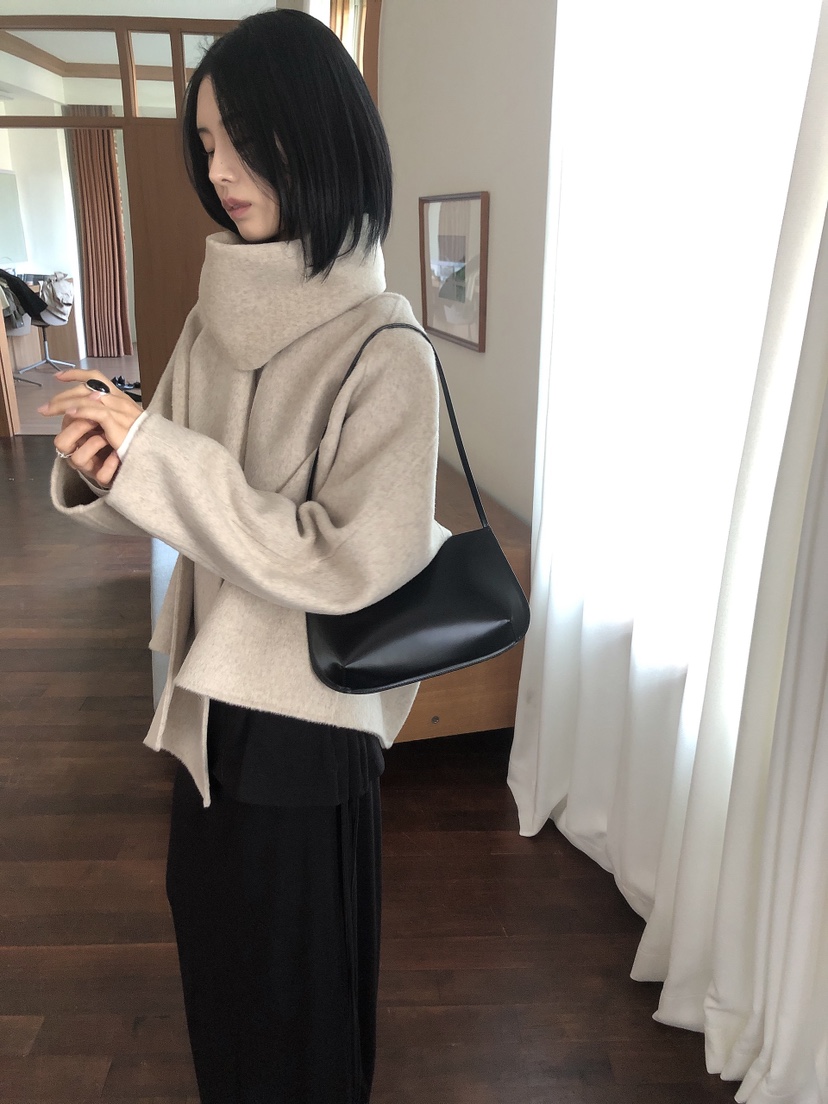 LE BUTTER東大門實拍女士新品時尚熱賣短款大衣含圍巾手工LE BUTTER短款大衣