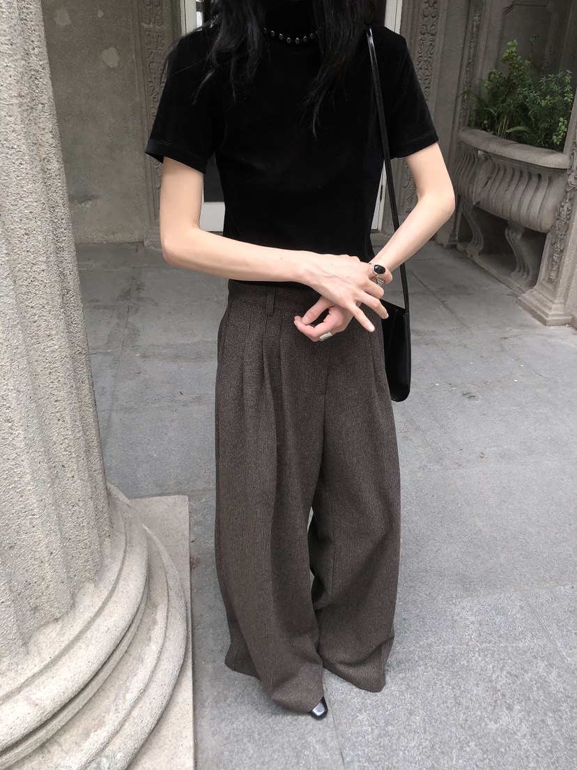 LE BUTTER韓國代購女裝新款真品推薦熱賣休閑休閑褲格紋LE BUTTER休閑褲