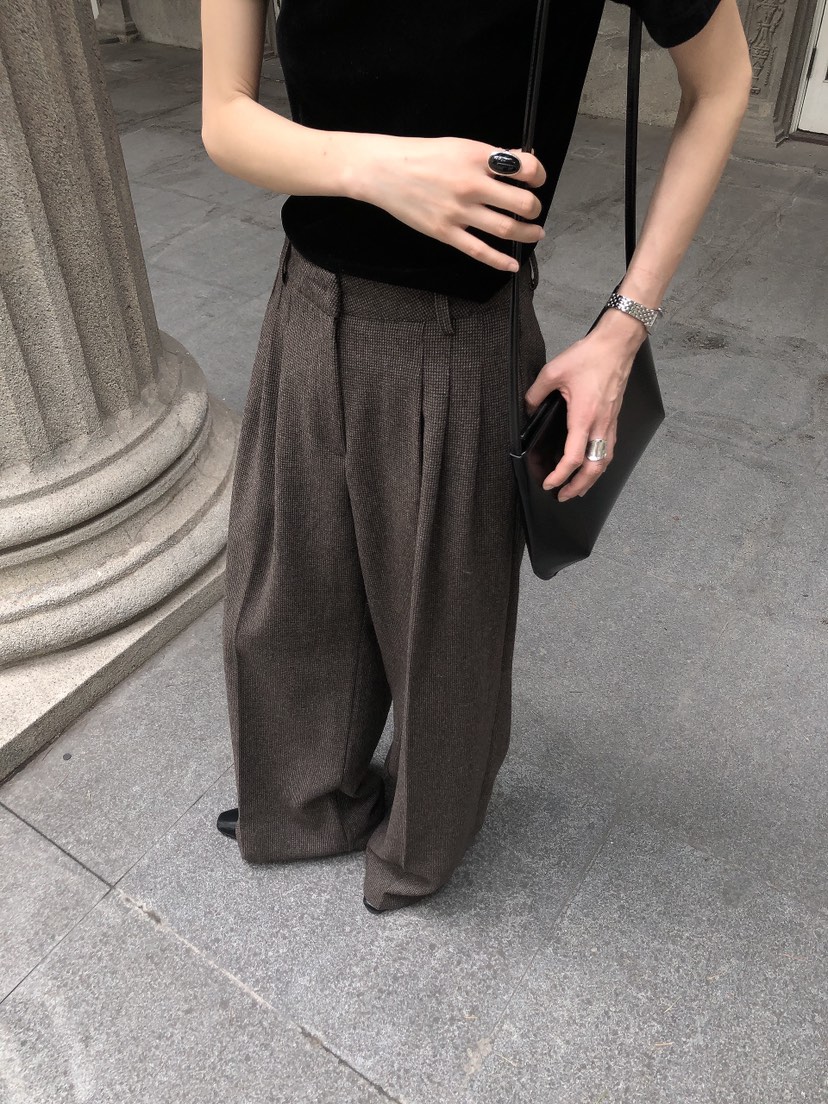 LE BUTTER韓國代購女裝新款真品推薦熱賣休閑休閑褲格紋LE BUTTER休閑褲