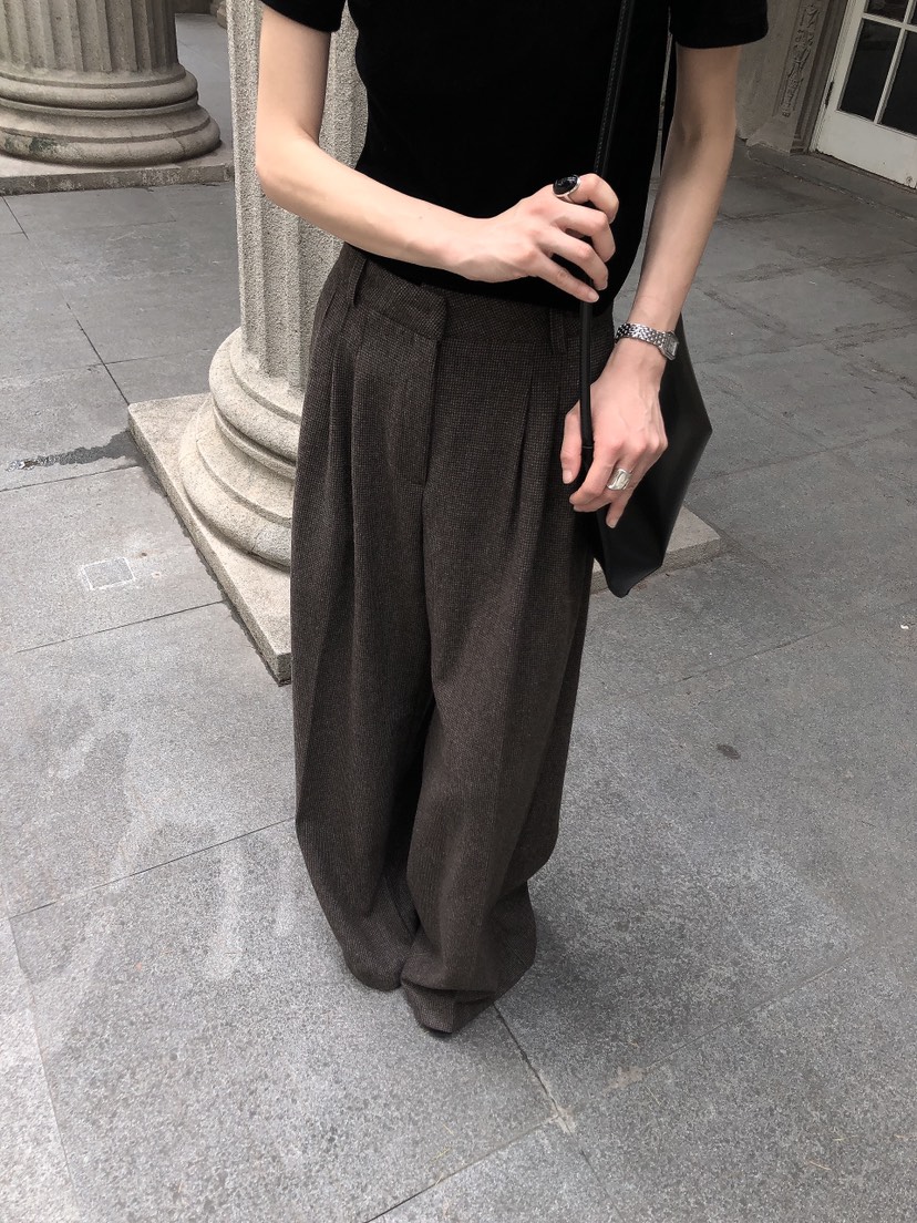 LE BUTTER韓國代購女裝新款真品推薦熱賣休閑休閑褲格紋LE BUTTER休閑褲