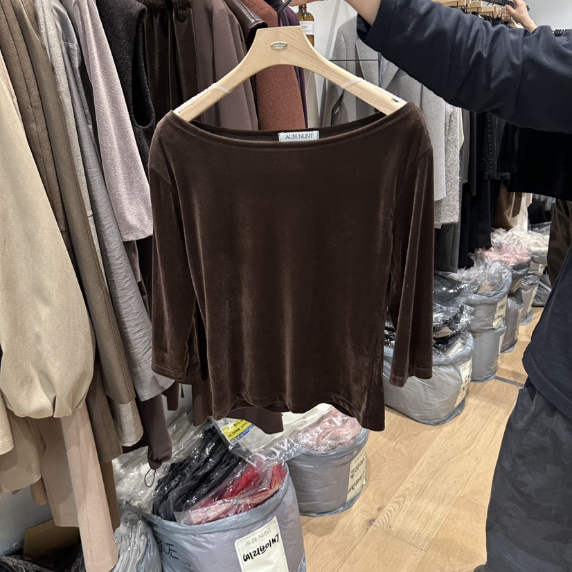aube nunt韓國代購女裝新款職業真品人氣時尚休閑熱賣T恤aube nuntT恤圖色3棕色