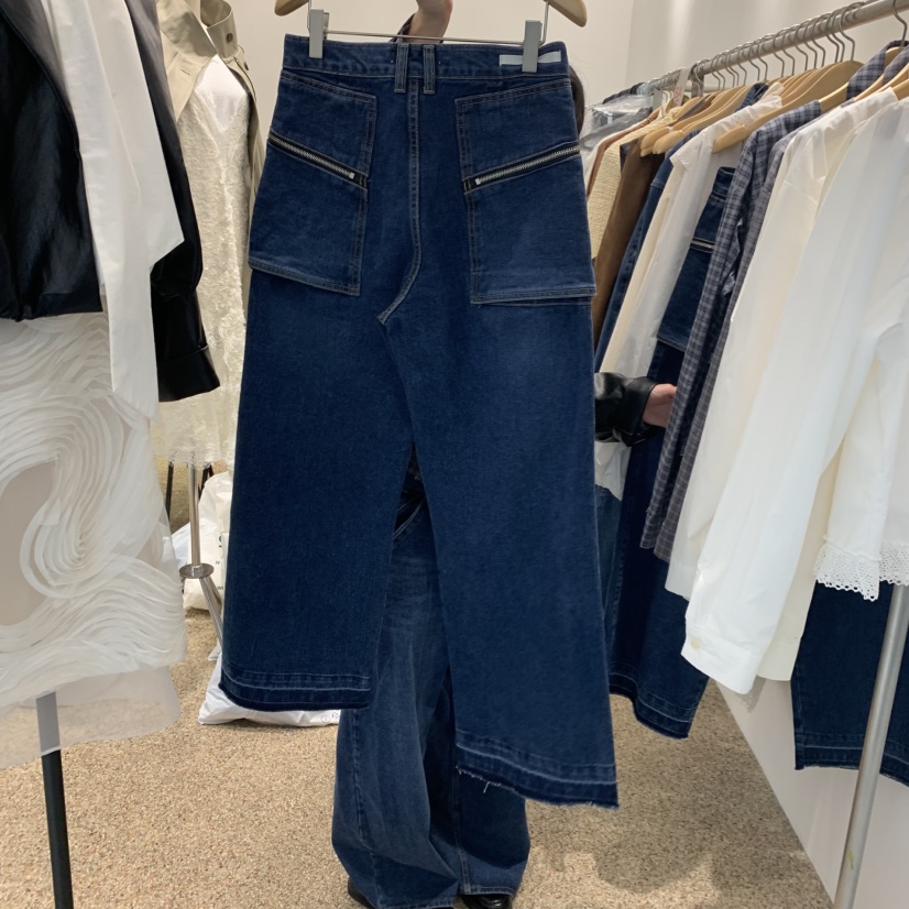 A韓國代購女裝新品時尚休閑人氣熱賣推薦職業真品牛仔褲拉鏈A STORE牛仔褲