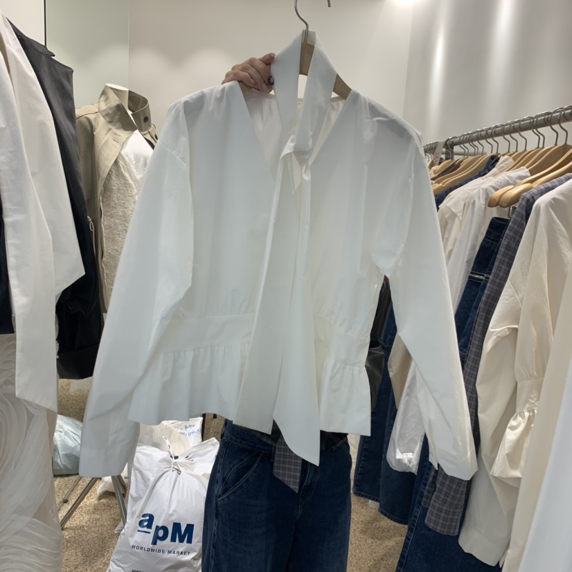 A東大門代購女士新品推薦職業休閑時尚人氣襯衫蕾絲衫含脖帶A STORE襯衫/蕾絲衫圖色1
