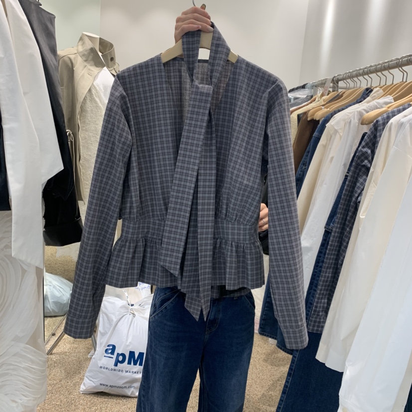 A東大門代購女士新品推薦職業休閑時尚人氣襯衫蕾絲衫含脖帶A STORE襯衫/蕾絲衫圖色3