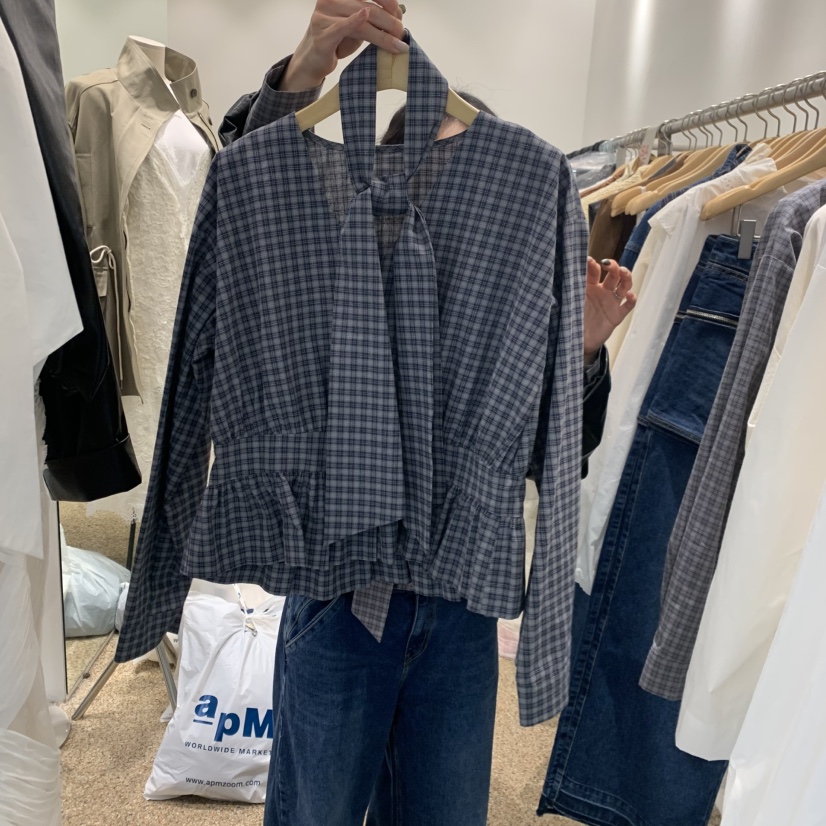 A東大門代購女士新品推薦職業休閑時尚人氣襯衫蕾絲衫含脖帶A STORE襯衫/蕾絲衫圖色4