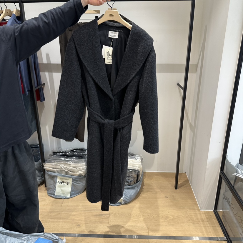 aube nunt韓國代購女裝新品職業中長款大衣手工制品含腰帶aube nunt中長款大衣圖色2