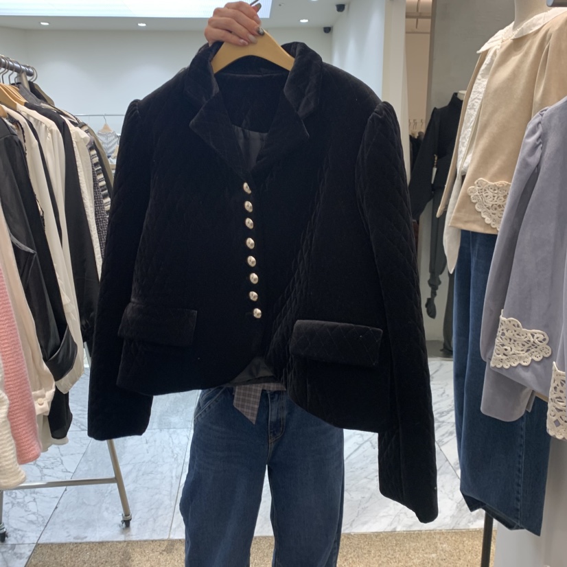 A東大門直郵女士新款人氣熱賣時尚真品推薦職業夾克天鵝絨A STORE夾克圖色1