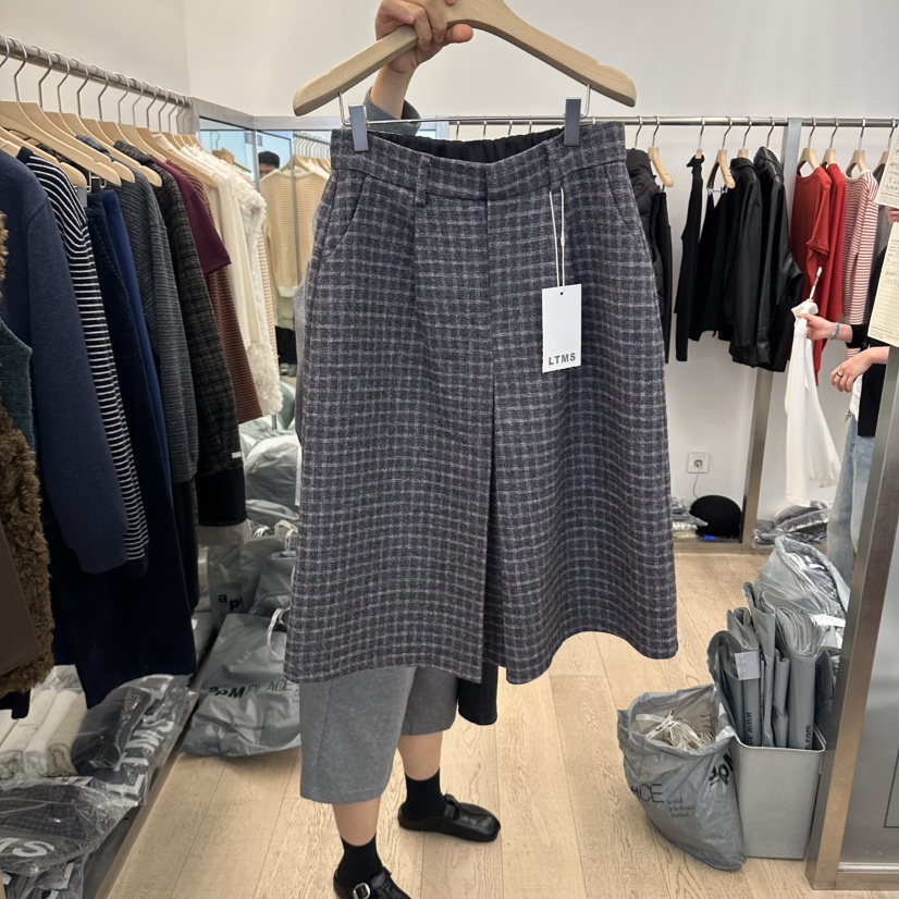 LTMS韓國直郵女士新品推薦真品職業休閑熱賣時尚休閑褲格紋LTMS休閑褲圖色1粉色