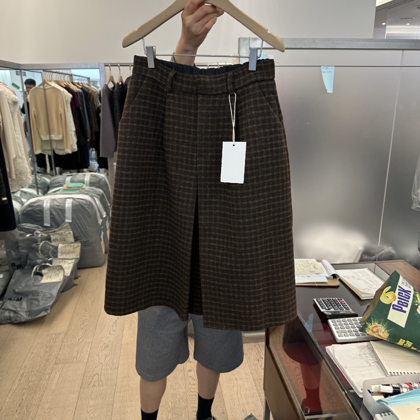 LTMS韓國直郵女士新品推薦真品職業休閑熱賣時尚休閑褲格紋LTMS休閑褲圖色3栗色