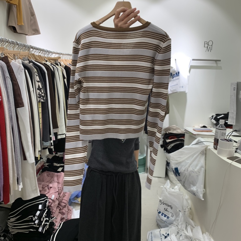 BY BOMI東大門直郵女士新品時尚職業人氣真品開衫開衫條紋BY BOMI開衫