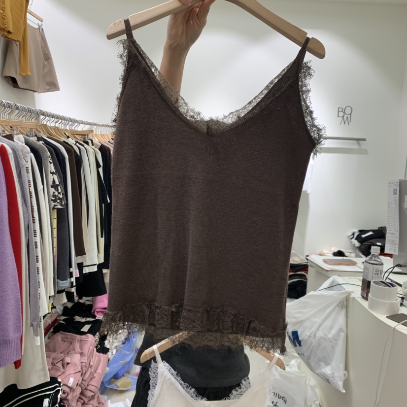 BY BOMI韓國直郵女裝新品休閑吊帶背心不含腰包蕾絲無袖BY BOMI吊帶/背心圖色3
