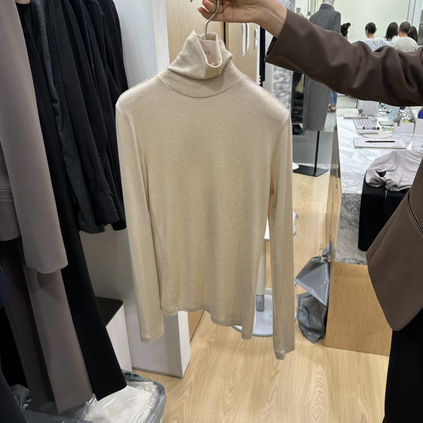 CREPE東大門直郵女士新品真品人氣休閑推薦職業長袖T恤高領CREPE長袖T恤圖色2