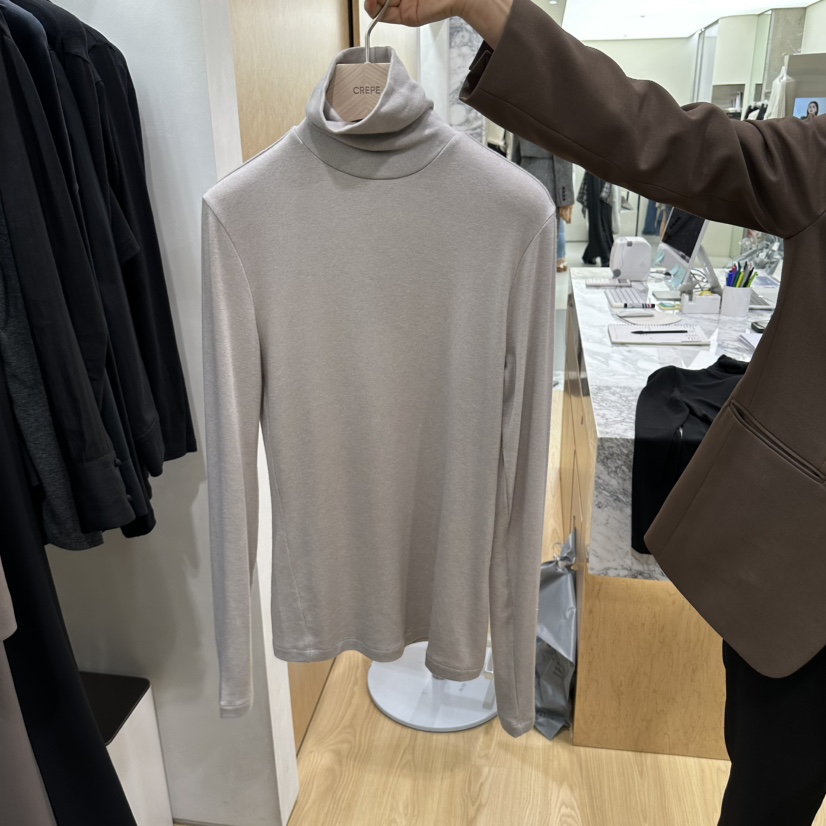 CREPE東大門直郵女士新品真品人氣休閑推薦職業長袖T恤高領CREPE長袖T恤圖色3