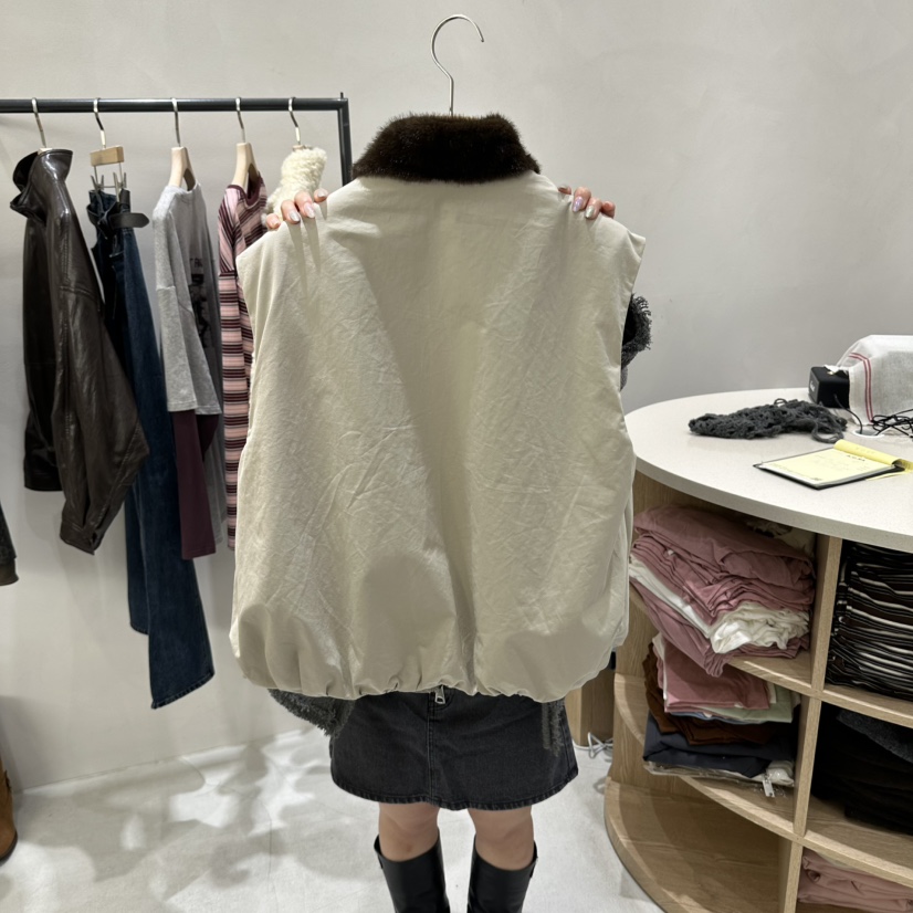 AURA韓國代購女士新品職業推薦熱賣人氣時尚休閑馬甲貂皮Au ra馬甲