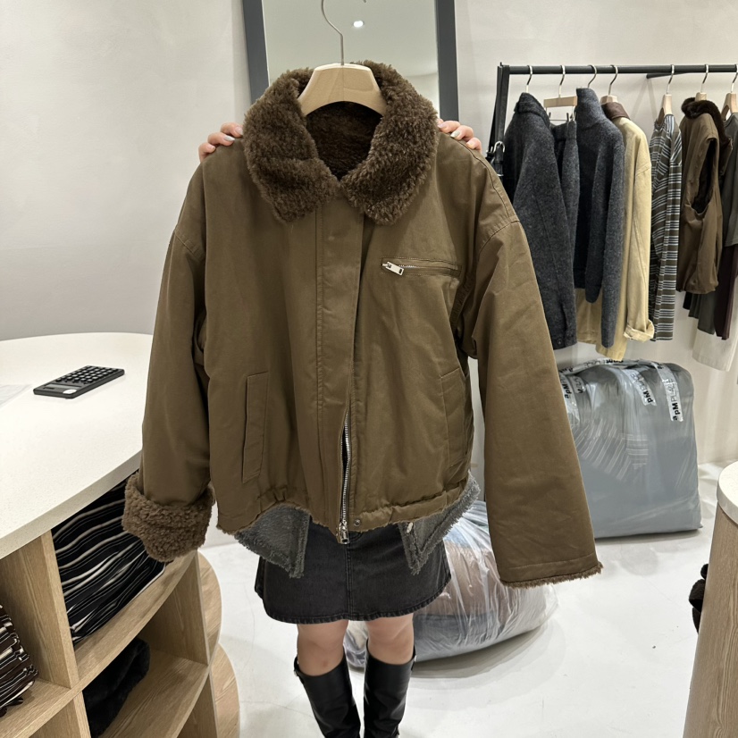 AURA韓國直郵女士新品推薦人氣時尚真品夾克羊羔絨羽絨服Au ra夾克圖色2