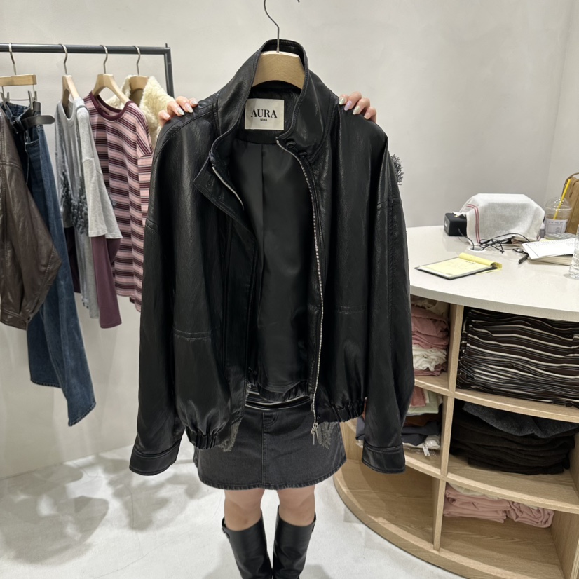 AURA東大門代購女裝新款職業人氣時尚推薦休閑真品夾克高領Au ra夾克圖色1黑色