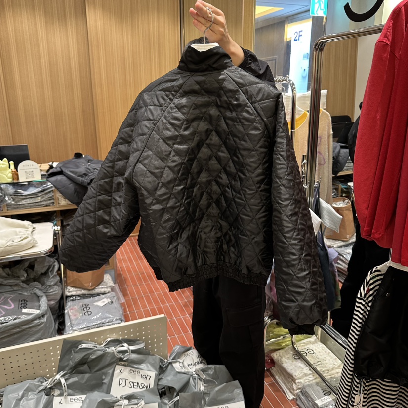 EEE韓國代購女士新品時尚人氣真品夾克兩面穿系帶雙面絎縫EEE夾克