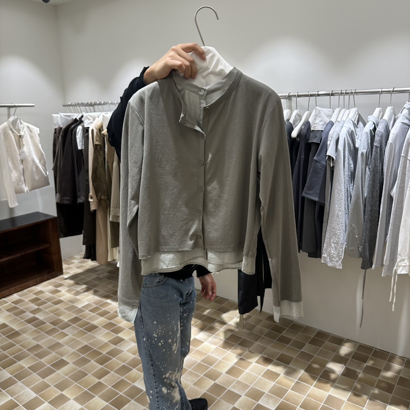 MYNAMEIS/AIME HOPE MAKE東大門實拍女士新品休閑長袖T恤層疊開衫紐扣MYNAMEIS/AIME HOPE MAKE長袖T恤圖色2