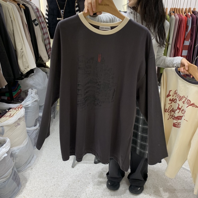 OASISSEOUL東大門代購女裝新品人氣時尚休閑推薦熱賣長袖T恤OASISSEOUL長袖T恤圖色2