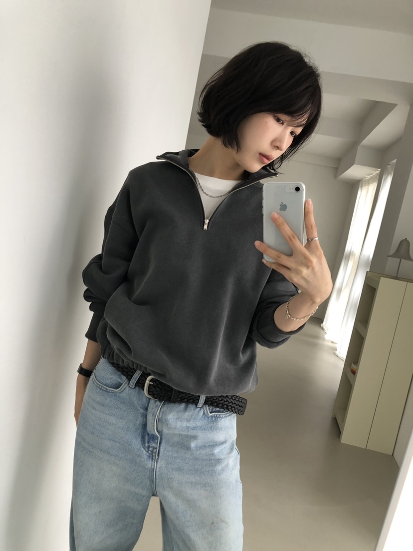 LONG PEAK東大門實拍女裝新品時尚熱賣推薦衛衣拉鏈染色LONG PEAK衛衣