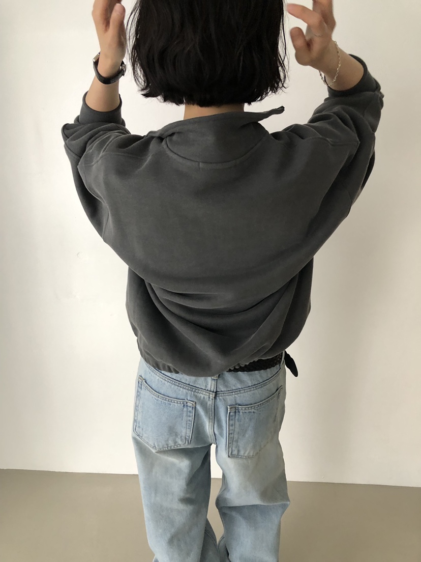 LONG PEAK東大門實拍女裝新品時尚熱賣推薦衛衣拉鏈染色LONG PEAK衛衣