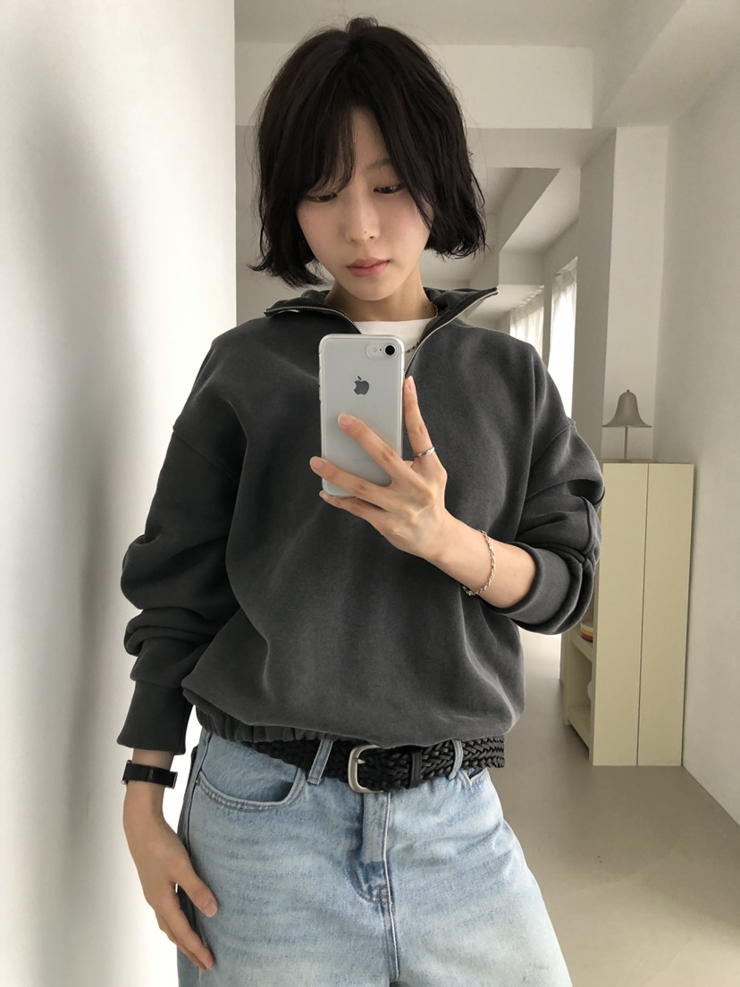 LONG PEAK東大門實拍女裝新品時尚熱賣推薦衛衣拉鏈染色LONG PEAK衛衣