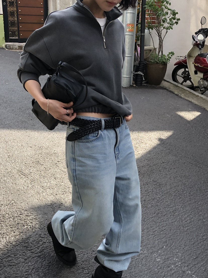 LONG PEAK東大門實拍女裝新品時尚熱賣推薦衛衣拉鏈染色LONG PEAK衛衣