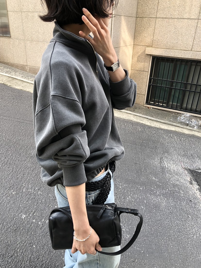 LONG PEAK東大門實拍女裝新品時尚熱賣推薦衛衣拉鏈染色LONG PEAK衛衣