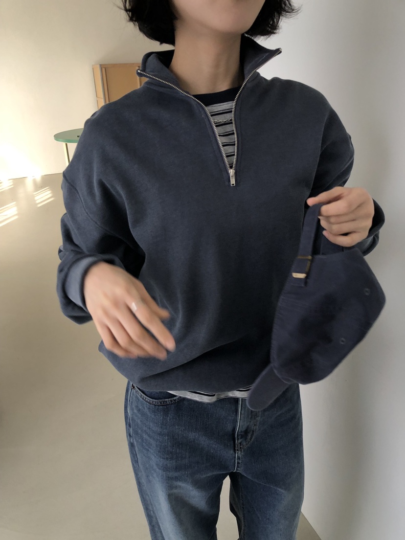 LONG PEAK東大門實拍女裝新品時尚熱賣推薦衛衣拉鏈染色LONG PEAK衛衣