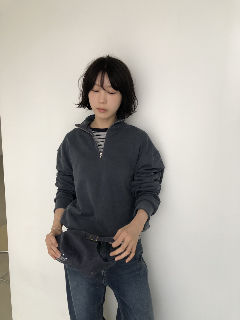 LONG PEAK東大門實拍女裝新品時尚熱賣推薦衛衣拉鏈染色LONG PEAK衛衣