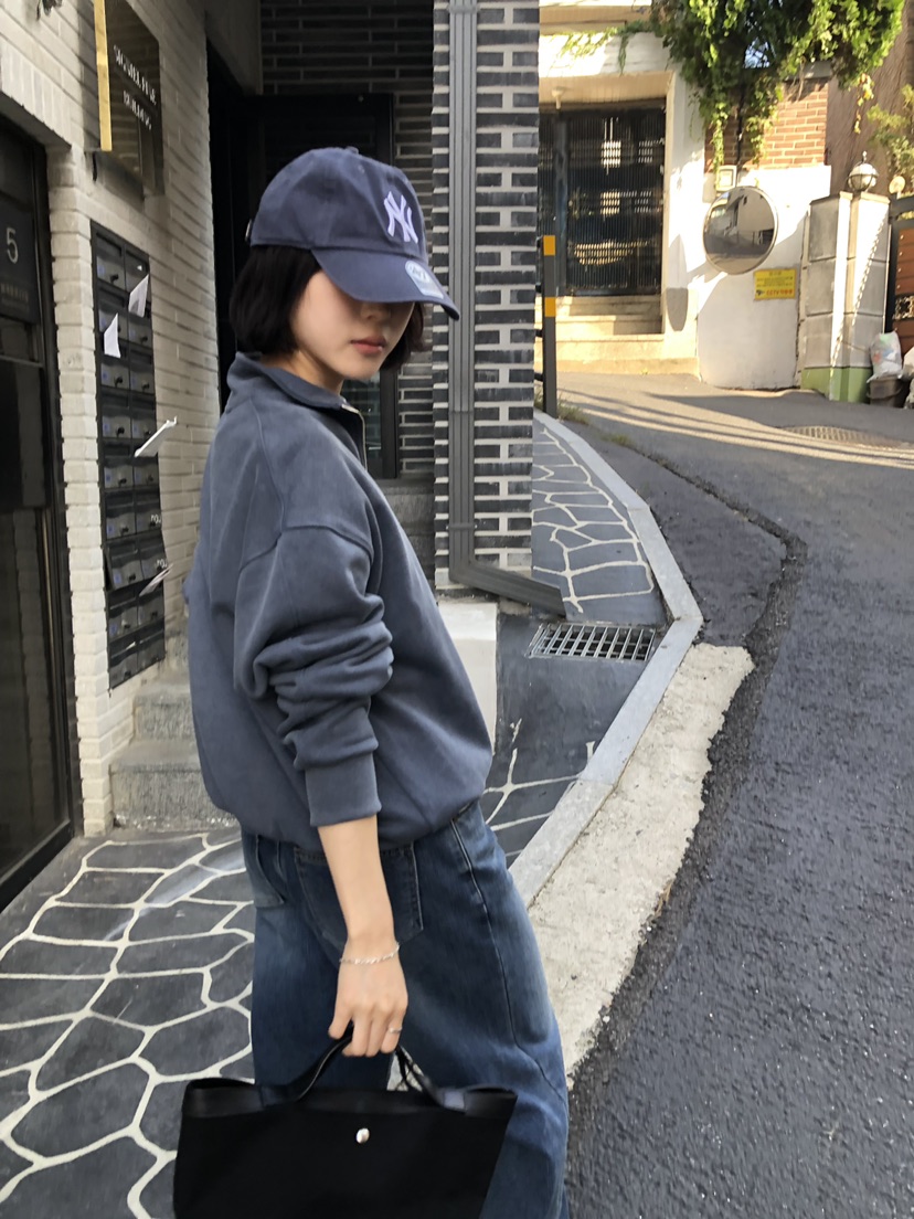LONG PEAK東大門實拍女裝新品時尚熱賣推薦衛衣拉鏈染色LONG PEAK衛衣