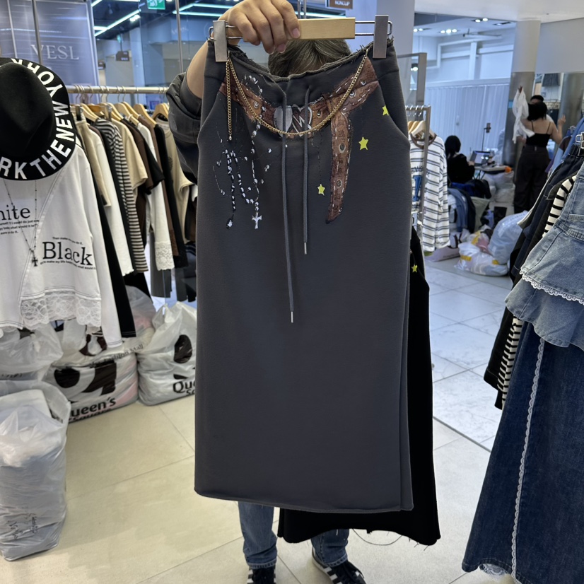 K STORY東大門實拍女裝新品時尚熱賣人氣真品推薦長裙腰帶K STORY長裙圖色2淺灰色