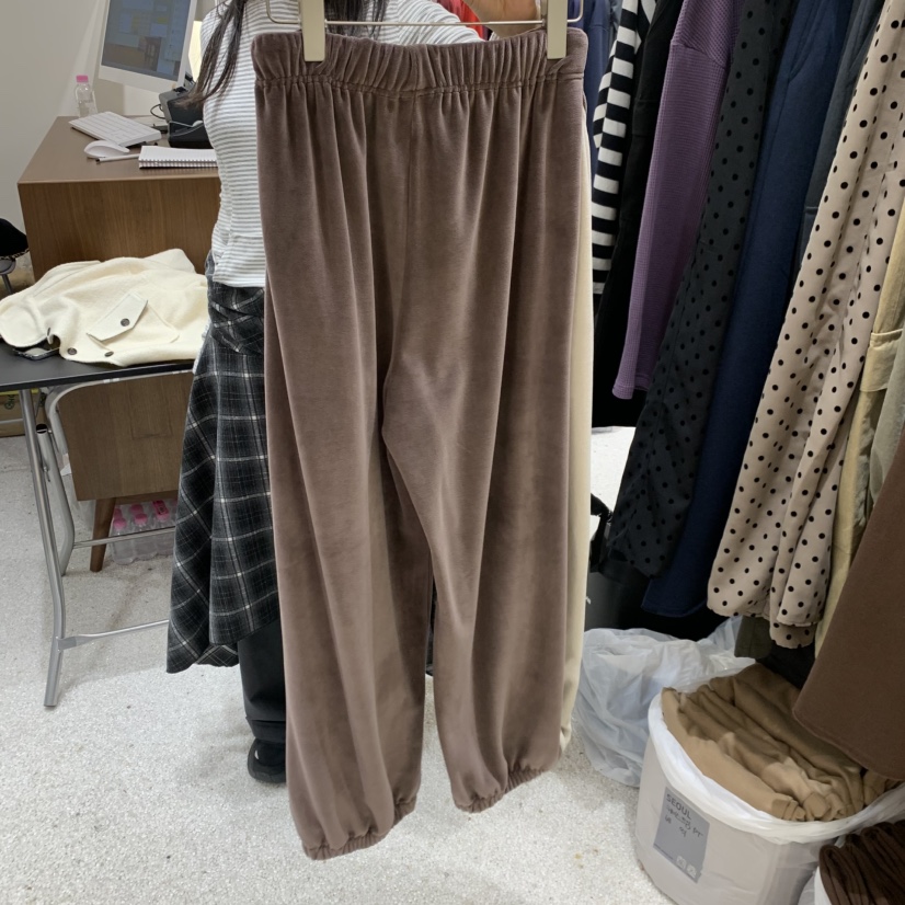 OASISSEOUL東大門實拍女士新品時尚人氣休閑褲天鵝絨撞色OASISSEOUL休閑褲